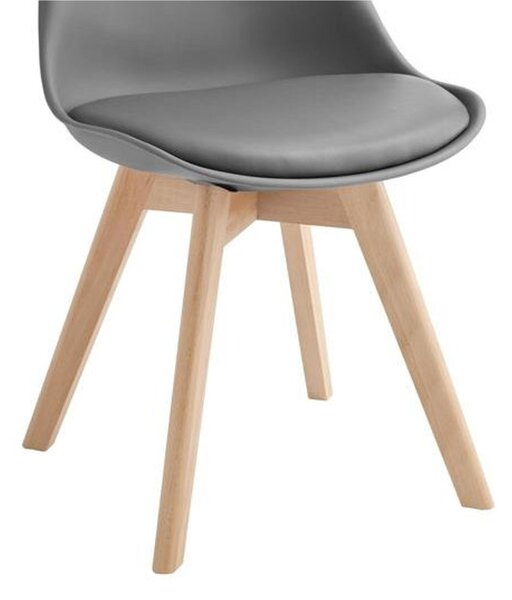 Sedia Carlotta Design twist 48,5x52xH82 cm, Seduta grigio scuro, Schienale grigio scuro, Gambe marrone, Materiale Similpelle, Polipropilene, Legno di faggio