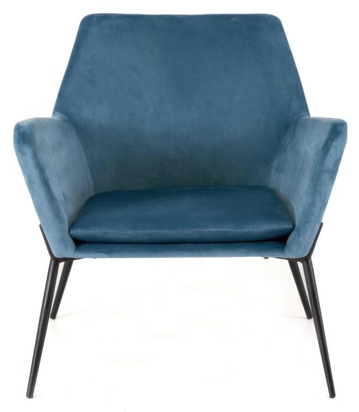 Poltrona Gin Madie e Complementi d'arredo E5 70x71,5xh79 cm, Rivestimento blu, Base nero, Materiale Velluto e Metallo
