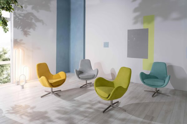 Poltrona Girevole Olga Madie e Complementi d'arredo E5 72x64xh85 cm, Rivestimento Verde, Tessuto - Seduta Poliuretano Espanso e Ovatta, Struttura Metallo