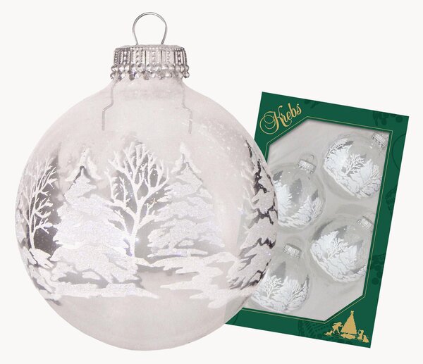 Set di 4 palline di Natale dipinte a mano Winter Forest