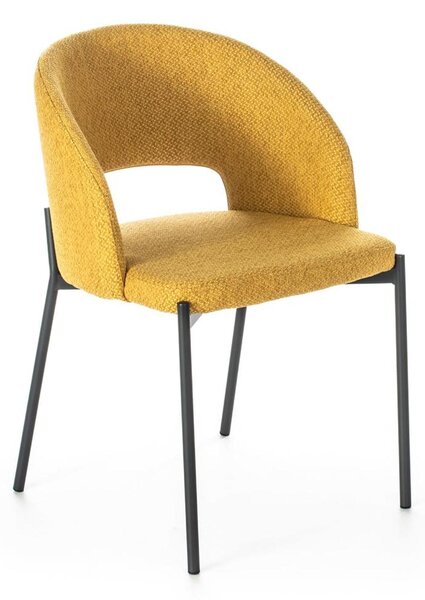 Sedia di tessuto imbottito, la quale presenta uno schienale circolare MOD GRETA dimensioni 52x55,5x h 78,8 cm - peso 3,5 kg schienale e seduta colore Giallo