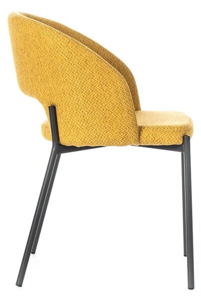 Sedia di tessuto imbottito, la quale presenta uno schienale circolare MOD GRETA dimensioni 52x55,5x h 78,8 cm - peso 3,5 kg schienale e seduta colore Giallo