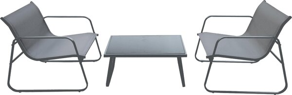 Set Salotto da Giardino 2 Sedie 1 Tavolino in Alluminio e Textilene Grigio e Antracite