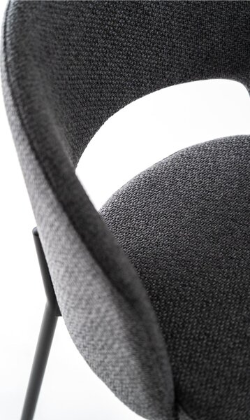 Sedia di tessuto imbottito, la quale presenta uno schienale circolare MOD GRETA dimensioni 52x55,5x h 78,8 cm - peso 3,5 kg schienale e seduta colore Grigio