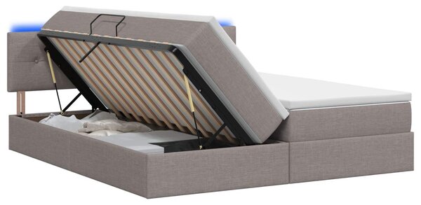 Letto a castello con contenitore LED vidaXL con materasso, color taupe, 180 x 200 cm, in tessuto