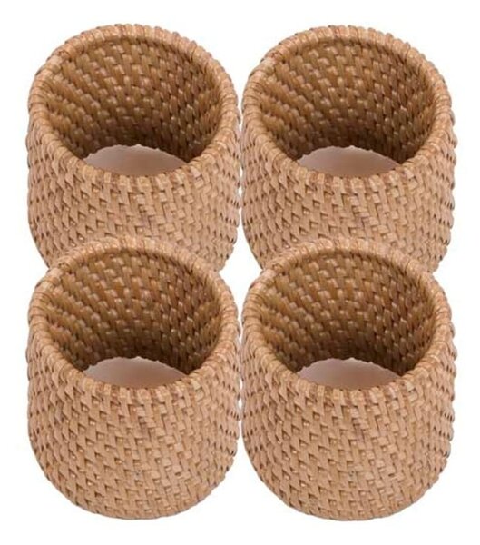 Set di 4 portatovaglioli in rattan naturale - Tiseco Home Studio