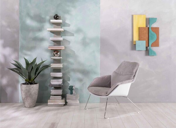 Poltrona Imbottita con struttura in Polipropilene e base in metallo circolare MOD GRACE dimensioni 74x85,5x h 86cm - peso 11,5 kg seduta sfoderabile e lavabile Grigio Chiaro