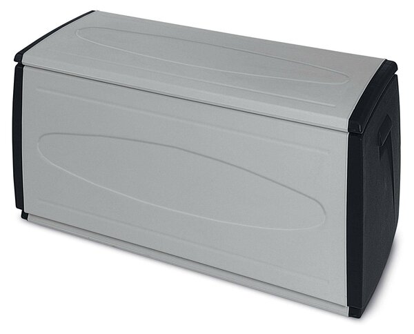 Baule Contenitore da Esterno 120x54x57 cm Multiuso in Polipropilene Prince Box Grigio e Nero