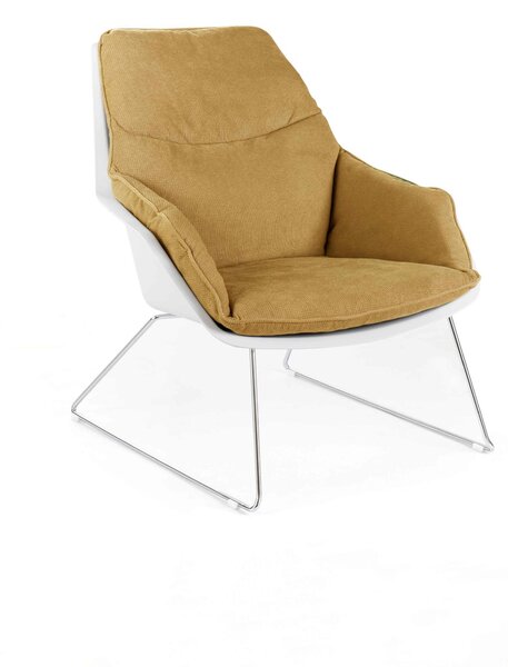 Poltrona Imbottita con struttura in Polipropilene e base in metallo circolare MOD GRACE dimensioni 74x85,5x h 86cm - peso 11,5 kg seduta sfoderabile e lavabile Giallo