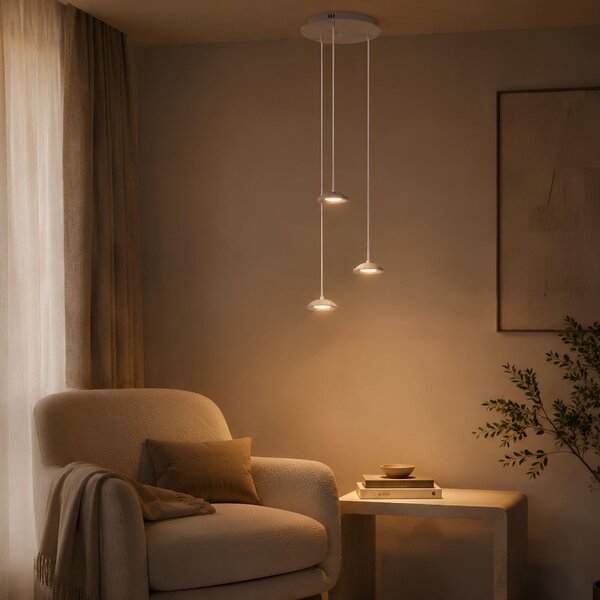S.luce Santa Air LED lampada a sospensione per sala da pranzo 3 luci Ø 40cm baldacchino bianco 3 luci semicircolari