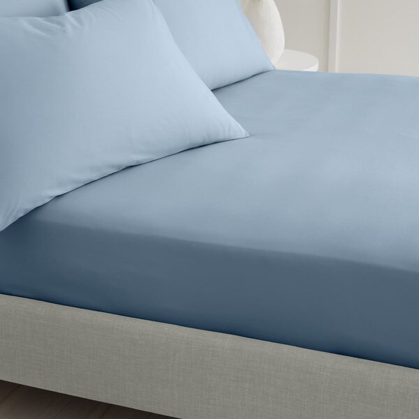 Lenzuolo con angoli blu in percalle di cotone 90x190 cm Cotton Percale – Bianca