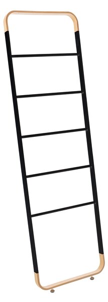 Scala porta salviette in metallo satinato e legno curvato con supporti di appoggio orientabili Dimensioni 50x4x h 170 cm Oslo Stair NERO