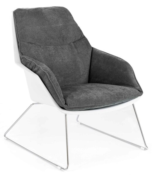 Poltrona Imbottita con struttura in Polipropilene e base in metallo circolare MOD GRACE dimensioni 74x85,5x h 86cm - peso 11,5 kg seduta sfoderabile e lavabile Grigio Scuro