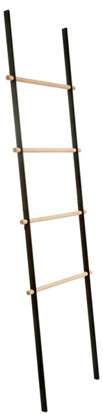 Scala porta asciugamani / portariviste in metallo satinato e legno naturale Mit Stair Dimensioni 49x3x h 170 cm portariviste in metallo satinato