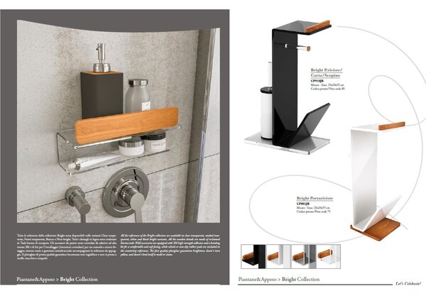 Appendino, porta Accappatoi e Asciugamani in plexiglass e Teak fissaggio con adesivo ad alta tenuta 3M BRIGHT Dimensioni 9x8,5x h 8,5 cm stile moderno bianco