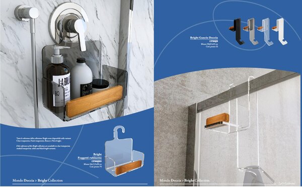 Gancio Doccia - Fissaggio a Vetro o Box Doccia 20x18,5x h 23 cm plexiglass e in legno sono realizzati in Teak colore bianco