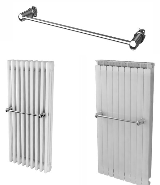 Portasciugamano per radiatore in alluminio e radiatore tubolare a montaggio rapid HANGY PLAIN lunghezza 31,5 cm stile moderno in metallo