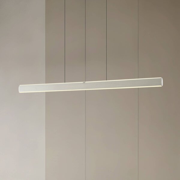 Lucande Lampada LED a sospensione Arvon, colore alluminio, 117 cm, dimmerabile, Arvon Lucande, dimmerabile, Alluminio / Grigio / Zincato, Soggiorno / Sala da pranzo, Metallo, Moderno