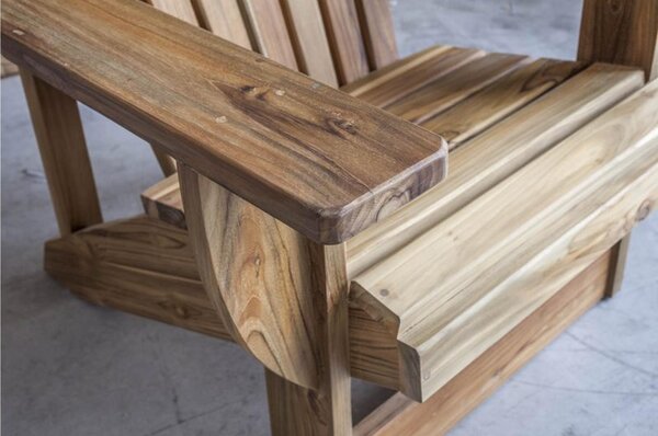 Adirondack sedia design Americano ESSENZA in teak massello Dimensioni 100x90 x h110 cm fatto a mano