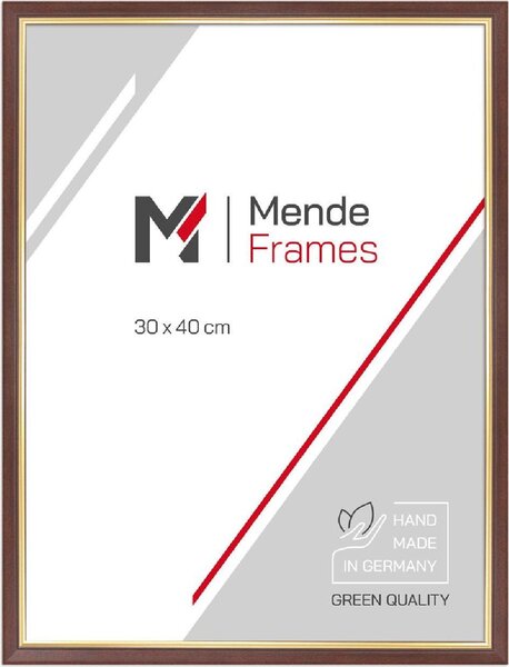 Cornice in legno MendeFrames, modello H007, finitura noce con bordo dorato, dimensioni 4,5 x 5,5 cm