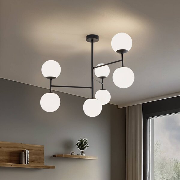 Plafoniera soffitto Korek Domiluce, dimmerabile, Bianco / Opale, Soggiorno / Sala da pranzo, Vetro, Moderno, Plafoniera