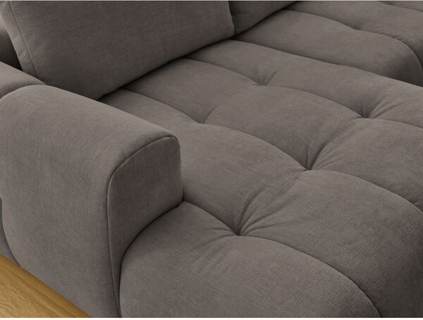 Divano angolare grigio tortora allungabile e con contenitore (penisola a destra/a U) con rivestimento in ciniglia Fuji – Bobochic Paris