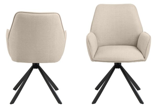 Set di sedie da pranzo beige in imbottito con braccioli 2 pz Glenda – Actona