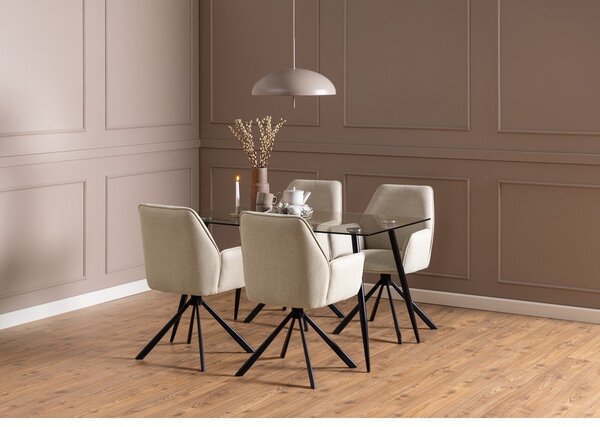 Set di sedie da pranzo beige in imbottito con braccioli 2 pz Glenda – Actona