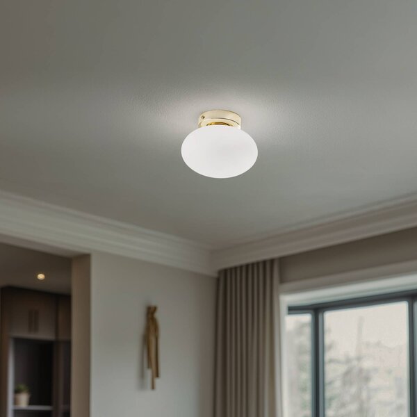 Plafoniera soffitto Ufo Domiluce, dimmerabile, Bianco / Opale, Soggiorno / Sala da pranzo, Vetro, Moderno, Plafoniera