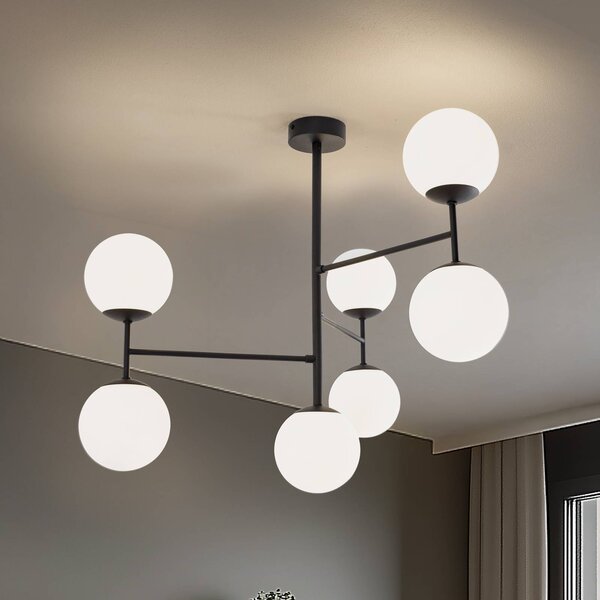 Plafoniera soffitto Korek Domiluce, dimmerabile, Bianco / Opale, Soggiorno / Sala da pranzo, Vetro, Moderno, Plafoniera