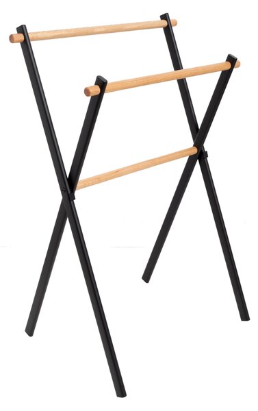 Porta asciugamani in metallo satinato e legno naturale Mit Compasso Dimensioni 59x43x h86 cm fatto a mano