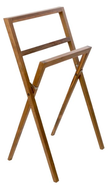 Porta asciugamani free standing richiudibile in Teak naturale COMPASSO Dimensioni 56x41x h93 cm fatto a mano