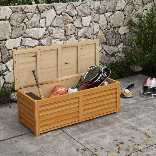 Outsunny Cassapanca per esterni giardino 176 L in legno con maniglia, 130L x 50B x 45H cm | Aosom Italy