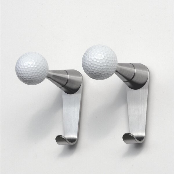 Appendiabiti da parete in acciaio inossidabile GOLF + dimensioni 4,5x10x h 10,5 Cm Pomello con Pallina da Golf Vera colore bianco