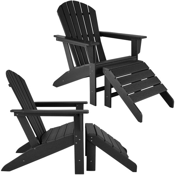 Tectake 403806 set 2 sedie da giardino janis con poggiapiedi joplin - nero