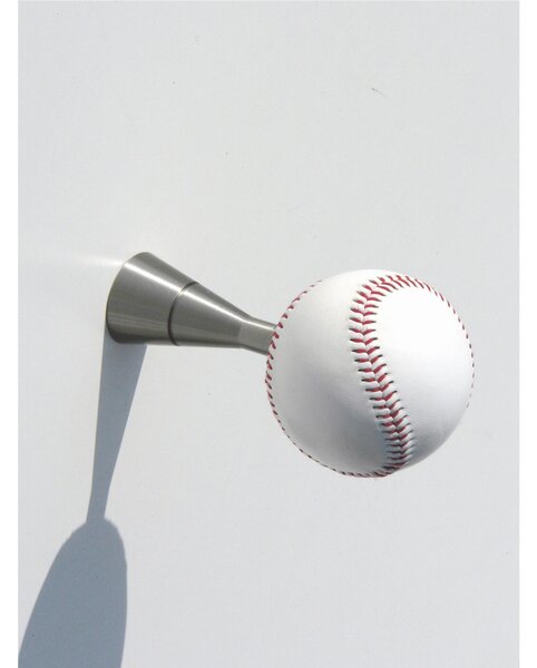 Appendiabiti da parete in acciaio inossidabile BASEBALL dimensioni 7x7x h 13,5 Cm Pomello con Pallina da Baseball Finitura Inox Lucido