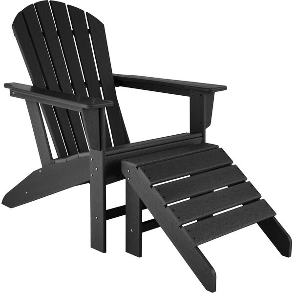 Tectake 403802 sedia da giardino janis con poggiapiedi joplin - nero