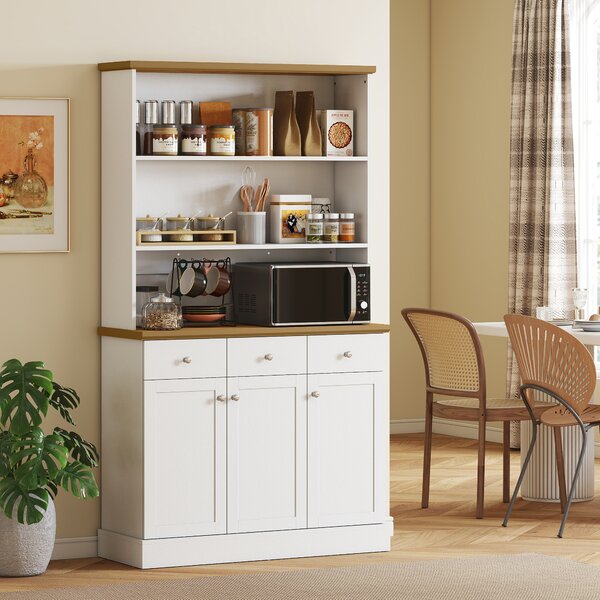 Mobile Cucina Multiuso Dispensa 101x39x180,5 cm in MDF Bianco e Legno