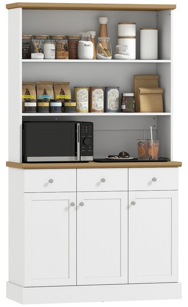 Mobile Cucina Multiuso Dispensa 101x39x180,5 cm in MDF Bianco e Legno