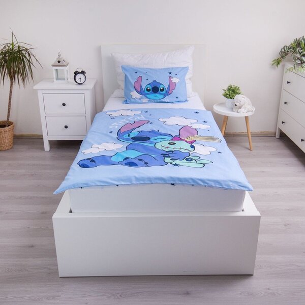 Set copripiumino e federa da bambini blu in cotone per culla 100x135 cm Lilo & Stitch "Clouds" – Jerry Fabrics