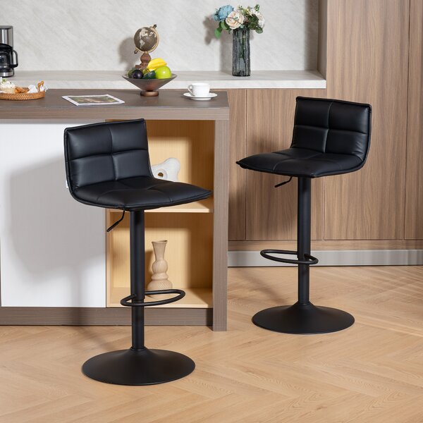 HOMCOM Set di 2 sgabelli da bar, sgabelli regolabili in altezza con seduta girevole in PU 44 x 45 x 85-106 cm nero | Aosom Italy