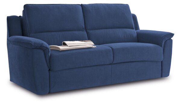 Divano Letto tre Posti ACCIAROLI CON DUE CUSCINI Dimensioni 226x93xh 92 cm Dimensioni Materasso 140x200 cm peso 80 kg rivestimento completamente sfoderabile colore Blu