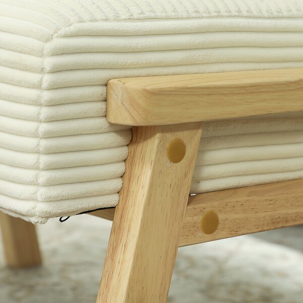 HOMCOM Pouf Poggiapiedi con Morbido Cuscino Seduta Gambe in Legno Pouf in Corda Bianco Crema | Aosom Italy