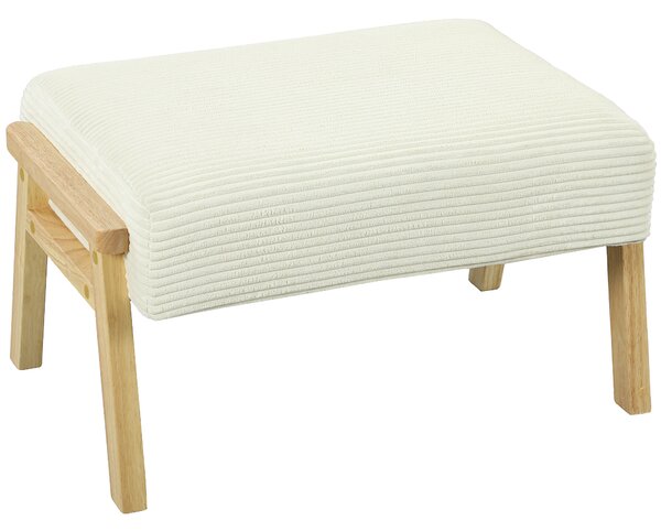 HOMCOM Pouf Poggiapiedi con Morbido Cuscino Seduta Gambe in Legno Pouf in Corda Bianco Crema | Aosom Italy