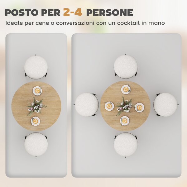 HOMCOM Tavolo da Pranzo Rotondo Stile Industriale con Gambe a Croce in Acciaio, Ø80x75 cm, Colore Quercia | Aosom Italy