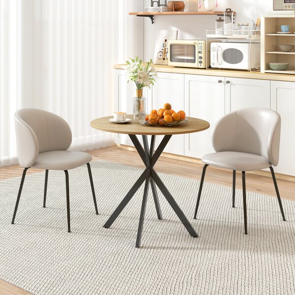 HOMCOM Tavolo da Pranzo Rotondo Stile Industriale con Gambe a Croce in Acciaio, Ø80x75 cm, Colore Quercia | Aosom Italy