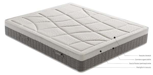 Materasso Matrimoniale AMBRA con 800 Molle indipendenti composto da una lastra in Memory Foam High Density di Dispositivo Medico dimensioni 160x200x h 28 cm