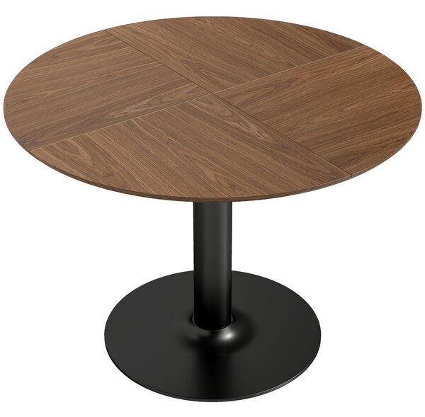 HOMCOM Tavolo da pranzo rotondo per 6 persone, tavolo da cucina con ampio piano e base in acciaio, Ø 110 x 78 cm, marrone | Aosom Italy