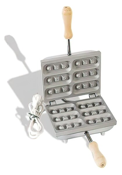 Biscottiera elettrica Rettangolare waffle 6PZ sei mini waffles e mini Gaufres Dimensioni 14x17,5x h 11 cm 600 Watt 3,0 kg