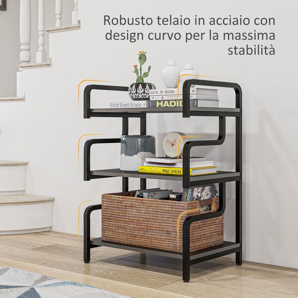 HOMCOM Supporto per Stampante Industriale a 3 Livelli, in Metallo e Truciolato, 55x40x77 cm, Nero | Aosom Italy